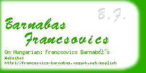 barnabas francsovics business card